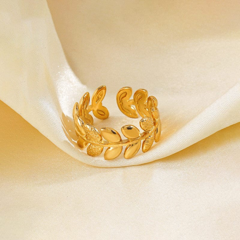 Anti Tarnish Contemporary Adjustable Finger Ring-gold :ABDR3013